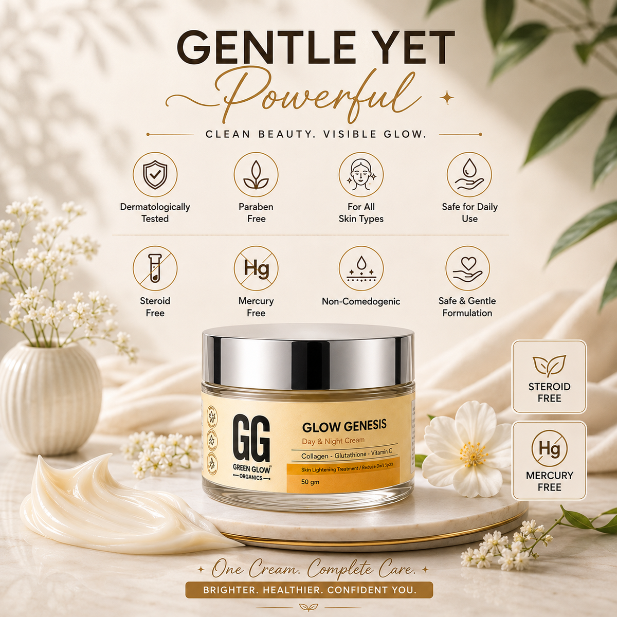 Glow Genesis Cream | Glutathione + Collagen + Vitamin-c | 50 gm