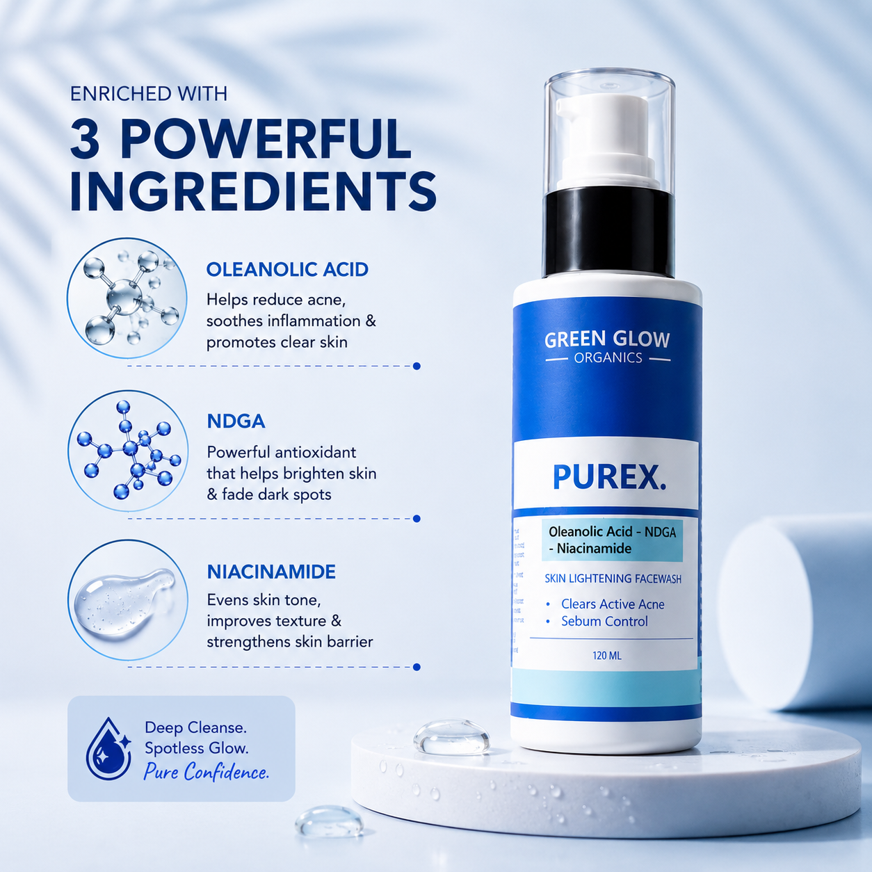 Purex Brightening Face Wash | For Dry & Acne  Prone Skin | 120ml