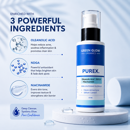 Purex Brightening Face Wash | For Dry & Acne  Prone Skin | 120ml